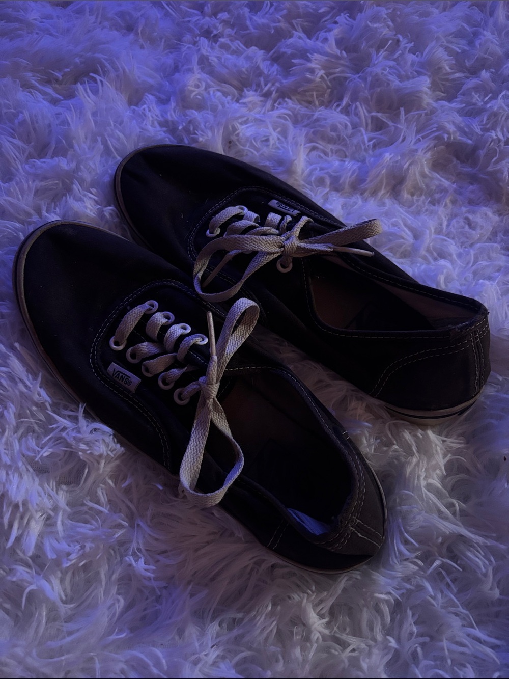 Vans Black Low-Top Canvas Sneakers with Cream Laces
